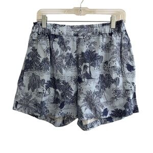 JOHNNY WAS WORKSHOP Stretch Waist Tropical Floral Linen Blend Shorts Sz S Lions